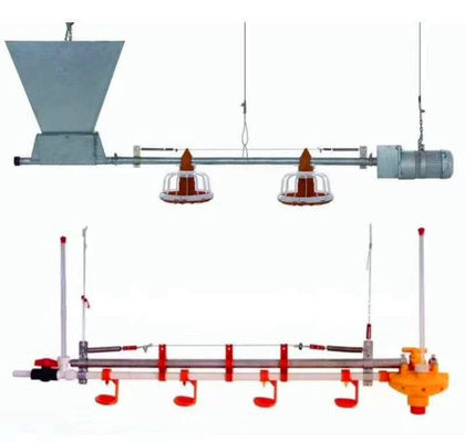 เครื่องให้อาหารไก่เนื้อแบบตั้งพื้น Pan Poultry Feeder Drinker Hot Gavanized Hopper